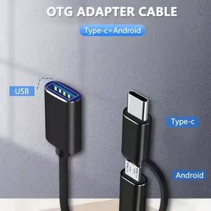 3A Fast Charging Micro <b>USB</b> to <b>USB</b>-<b>C</b> OTG Cable, 2-in-1 <b>Adapter</b> for Phone, Keyboard, Mouse & <b>USB</b> Drive - Product Image 3
