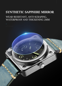 <span class=keywords><strong>Orologio</strong></span> da Uomo di Lusso Personalizzato con Cassa Quadrata in Acciaio Inox e Cinturino in Pelle, Movimento al Quarzo, Quadrante in Vetro e Display a Lancette - Product Image 5