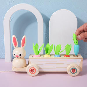 Dessin animé en bois lapin tirer radis <span class=keywords><strong>jeu</strong></span> jouet pousser le long chariot enfants éducation précoce couleur taille trieur correspondant <span class=keywords><strong>jeu</strong></span> jouets ensemble - Product Image 4