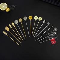 Pic à Cocktail en Métal avec Logo Personnalisé Brochette à Martini Réutilisable Cure-Dents Agitateur à Boisson Décoration Garniture de Fruits Boissons Bâton Swizzle
