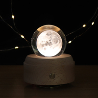 Lampe de lune 3D en forme de boule de cristal, Design populaire, lampe 3D en bois, interrupteur tactile, lampe moderne à Led