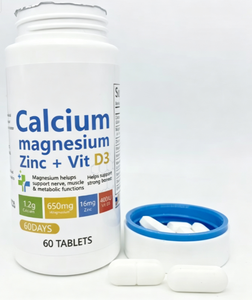 Tabletas <span class=keywords><strong>de</strong></span> Suplemento Vitamínico Transfronterizo, Calcio, Magnesio y Zinc, Tres en Uno, 60 Tabletas, Mejora la Densidad Ósea para Adultos - Product Image 4