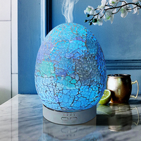 Diffuseur d'arômes d'huiles essentielles en verre mosaïque d'oeufs, diffuseur d'huile parfumée d'intérieur 120ml, humidificateur électrique à ultrasons 7 couleurs à LED