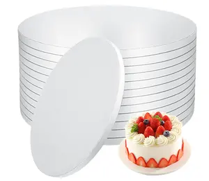 Planche de base de gâteau blanche ronde de 12mm d'épaisseur feuille d'or étanche et gaufré de qualité alimentaire 8 10 12 14 16 pouces tambour à gâteau pour gâteau