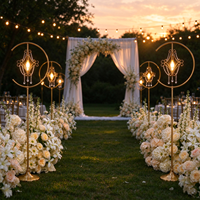 Sceptre de mariage doré avec support, lampadaire LED, centre de table en acrylique, piédestal isolé pour événements et lieux de fête