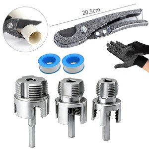 3PCS Pipe <b>Threading</b> <b>Tool</b> - 1/2" & 3/4" 1“ Integrated Internal/External Cutter for PVC/Metal Pipes Electric Drill Compatible Set - Product Image 1