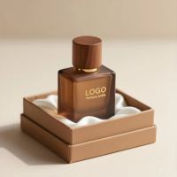 Flacon de parfum en verre givré plat de luxe 30ml 50ml 100ml, conteneur cosmétique vide avec pulvérisateur à brume fine personnalisé et boîte