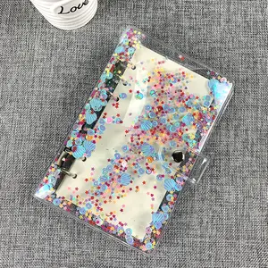 wholesale custom PVC plastic daisy loose 6 ring a6 clear transparent budget binder notebook cash wallet planner card binder