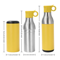 Bouteille d'eau et refroidisseur de canettes 2-en-1 en acier inoxydable, à double paroi isolée sous vide avec paille pour le camping et l'extérieur