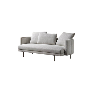 Sofá Seccional Cuadrado de Tres Plazas Tapizado en Cuero Genuino Minimalista Italiano para el Hogar, Estilo Villa Masculino y Discreto - Product Image 1