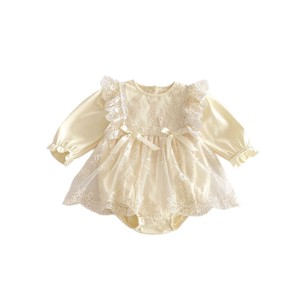 Abbigliamento per Neonati Primavera e Autunno Body per Bambina Vestito Principessa in Pizzo Tutina a Maniche Lunghe per Bambina - Product Image 1