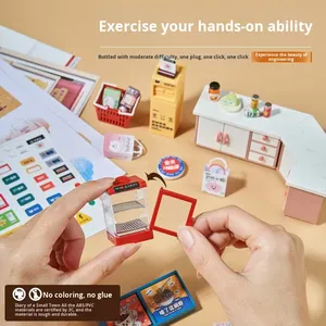 Bộ đồ chơi xếp hình mô hình nhà phố nhỏ <span class=keywords><strong>DIY</strong></span>, quà tặng trẻ em, trang trí phòng khách, kèm hộp đựng - Product Image 3