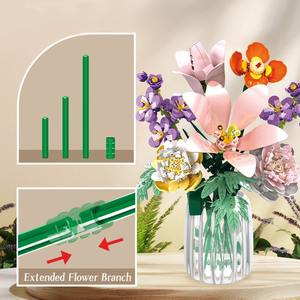 Arreglo Floral de Construcción, Ramo de Flores Eternas, Compatible con Bloques de Partículas Pequeñas, Regalo Educativo, Requiere Ensamblaje - Product Image 3