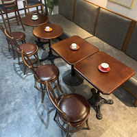 Ensemble de chaises de table en bois massif American Retro Café Vintage Industrial Restaurant Square Table Dining Snack Dessert Shop Furniture
