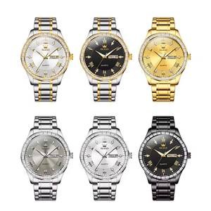 9906 Luxury Quartz Men's Diamond Wristwatch Male Waterproof Dual <b>Calendar</b> Original Brand Stainless Steel Watches for Men - Product Image 6