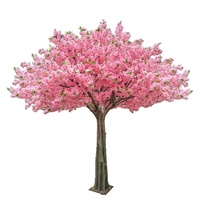 Arbre artificiel de fleurs de cerisier et de pêcher sur mesure, en plastique rose, multi-pièces, pour centres commerciaux, parcs à thème et hôtels - Prêt à expédier (RTS)