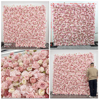 Muro de Flores 5D OEM, Lujoso y Hermoso Fondo de Pared de Flores Artificiales de 8 pies x 8 pies, Decoración para Bodas, Fiestas y Hogar