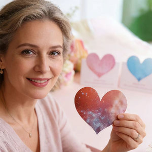 Biglietti d'Auguri Moderni a Forma di Cuore con Pittura a Olio 3D, Carta Patinata Lucida, Laminazione Eco-Friendly, per la Festa della Mamma e Regali Festivi - Product Image 5