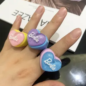 Корейские ювелирные изделия Y2K Красочные Любовь кольцо массивные акриловые смолы сердце очарование кольцо для девушки леди аксессуары