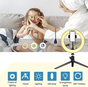 In Trend 6"-12" Mini <b>LED</b> Photography Fill <b>Light</b> Set Tripod USB Powered Plastic Phone Holder Stand <b>Wire</b> Control Live Streaming - Product Image 4