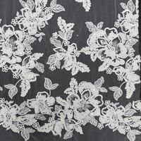 GCW-AGUV120875 Tela de Tul Bordada con Lentejuelas Florales Blancas con Cordón para Vestido de Novia
