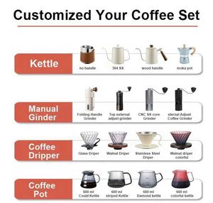 ชุดกาแฟแบบพกพา 600 มล. OEM 11-13 ชิ้น ชุดกรองกาแฟแบบ Pour Over พร้อมกาต้มน้ำ เครื่องชั่งดิจิตอล แก้วเซิร์ฟเวอร์ เครื่องบดกาแฟแบบมือหมุน เหมาะสำหรับเป็นของขวัญ - Product Image 2