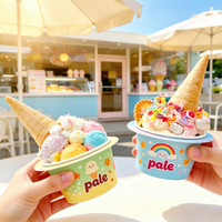 Gobelet en papier de 6 oz pour desserts, yaourts et glaces, avec impression personnalisée, pour vente à emporter, type 'Go Ice Cream Cup' et 'Gobelet en papier pour emporter'