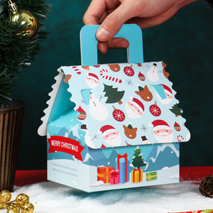 Christmas sweet candy chocolate gift packaging box paper card folding foldable house shape cookie bonbon treat nuts packing box