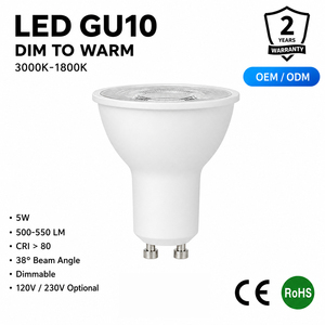 GU10 หลอดไฟ LED สปอตไลท์หรี่แสงได้ 5W 3000K-1800K 500-550LM CRI80 60 องศา AC230V วอร์มไวท์สำหรับห้องนั่งเล่น - Product Image 6