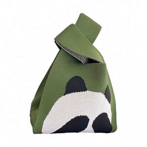 Bolso de Mano Tejido a Crochet con Patrón de Panda de Dibujos Animados, Mini Bolso de Regalo Bonito, Bolso Tote Tejido de Moda para Damas - Product Image 5