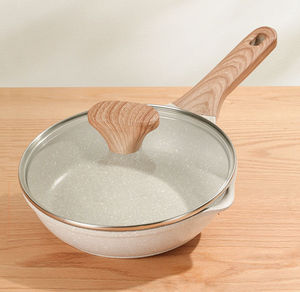 Poêle à frire antiadhésive avec logo personnalisé de haute qualité Poêle à frire <span class=keywords><strong>Wok</strong></span> avec manche en bois - Product Image 2