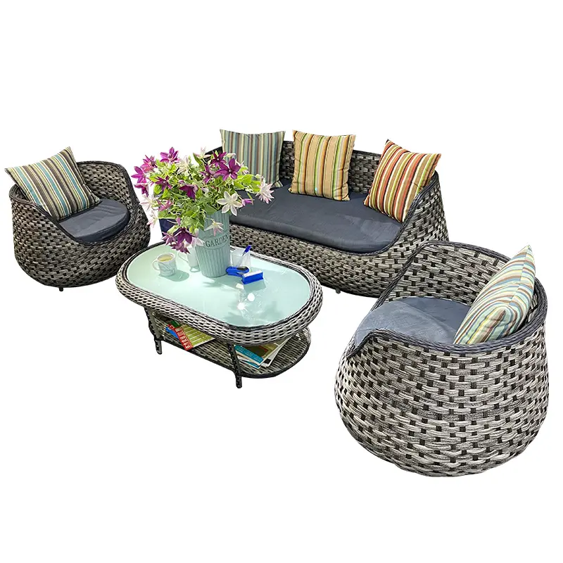 Bền Mọi Thời Tiết Giá Rẻ Wicke Patio Nội Thất Khách Sạn Ngoài Trời Vườn Góc Ghế Sofa Mây Đồ Nội Thất Ngoài Trời