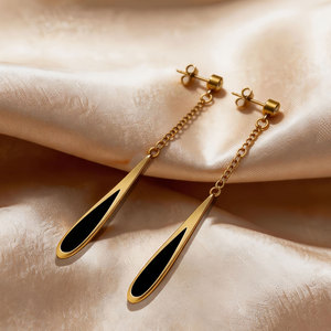 Boucles d'oreilles pendantes en forme de goutte d'huile, style européen et américain, design de niche, luxe léger, haut de gamme, simples - Product Image 3