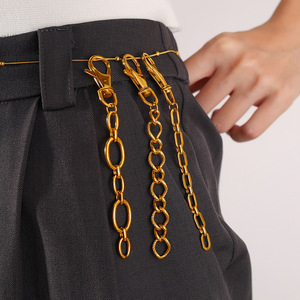 Cadena de llavero unisex de acero inoxidable con cierre de mosquetón, cadena de cintura estilo urbano, cadena múltiple para accesorios de moda - Product Image 4