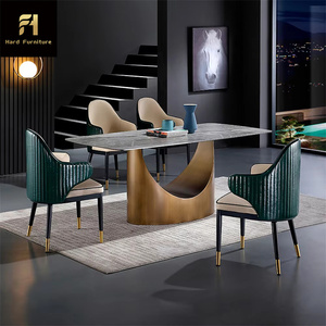 Foshan Furniture 4 6 8 10 Seater Buffet Comedor Dinning Kitchen <strong>Mesa</strong> De Cozinha Jantar Stone Marble Bronze Dining <strong>Table</strong> - Product Image 4