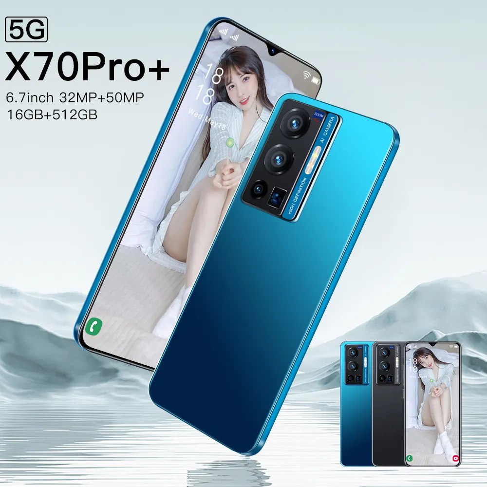 X70 Pro 16 512Gb Layar Penuh 32MP 50MP Dual Sim Gps dengan Harga Murah Ponsel 1511 Box Speaker Ponsel Muti Dukungan Bahasa