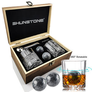 Vendita calda bicchieri moderni ruota bicchiere da vino cristallo whisky bicchiere whisky pietre palla regalo Set con scatola di legno per uomo - Product Image 5