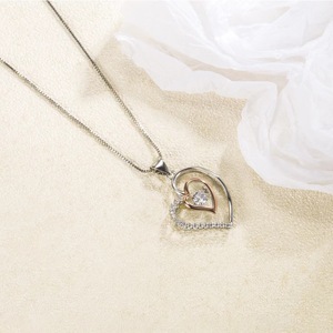 925 <b>Sterling</b> <b>Silver</b> Double Heart Dancing Collarbone Necklace Artisan-Crafted Romantic Jewelry <b>for</b> <b>Women</b> - Product Image 1