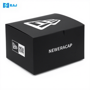 Caja de Embalaje para Gorra de Béisbol de Cartón Negro Impresa Personalizada con Logotipo, Caja de Embalaje Ecológica para Gorra Deportiva con Cierre a Presión - Product Image 1