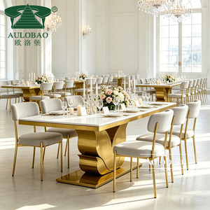 Banquet Hall Cheap Price Elegant <b>Gold</b> Stainless Steel Wedding <b>Table</b> and Chair - Product Image 2