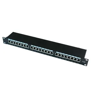 Panel de parche Ethernet de 19 "FTP Cat.5e/Cat.6, 24 puertos, montaje en pared, gestión de cableado de montaje en estante