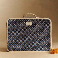 Ensemble de valises de voyage personnalisées avec logo, grand sac de voyage, boîte cadeau pour vêtements de bébé et maman, imprimé bleu, en coton, avec fermeture éclair, trousse de toilette