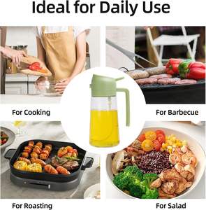 Bouteille pulvérisateur d'huile d'olive 2 en 1 de 470 ml, bouteille pulvérisateur d'huile en verre de qualité supérieure, pulvérisateur d'huile pour la cuisine - Product Image 2