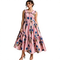 Nouveautés 2023 : Robe longue décontractée bohème pour femme, col en V, sans manches, motif floral, tie-dye, style gypsy chic, écologique, pour l'été