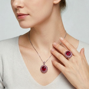 Vintage Eco-friendly Copper <b>Silver</b> Plated <b>Necklace</b> Ring Oval Cut 0*12mm Multicolor Zircon Floral Jewelry <b>Set</b> for Daily Wear Tu - Product Image 6