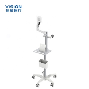 5-wielige medische endoscopiewagen van aluminiumlegering met verstelbare arm en opbergplank, ziekenhuistrolley voor ziekenhuizen en klinieken - Product Image 1