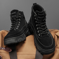 Nouvelle Arrivée Direct Usine Bottes Montantes Automne Style Britannique Rétro Semelle Épaisse Rehaussante Chaussures Décontractées Homme