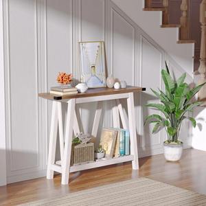 Tavoli Console in Legno Bianco Stile Fattoria Semplice con Ripiani per Ingresso e Soggiorno, Vendita all'Ingrosso - Product Image 1