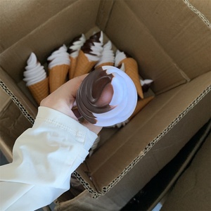 22cm Double Soft Serve Lce Cream Model Simulation Waffle Cone Chocolate Vanilla Faux Food Bracket Cart Display <b>Party</b> Supplies - Product Image 6