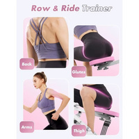Máquina de Sentadillas Rosa para el Hogar, Máquina de Ejercicio Rodeo Core Ajustable con 4 Bandas de Resistencia, Máquina de Remo y Ciclismo